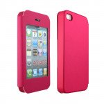 Wholesale iPhone 4S 4 Slim Touch Screen Flip Leather Case (Hot Pink)